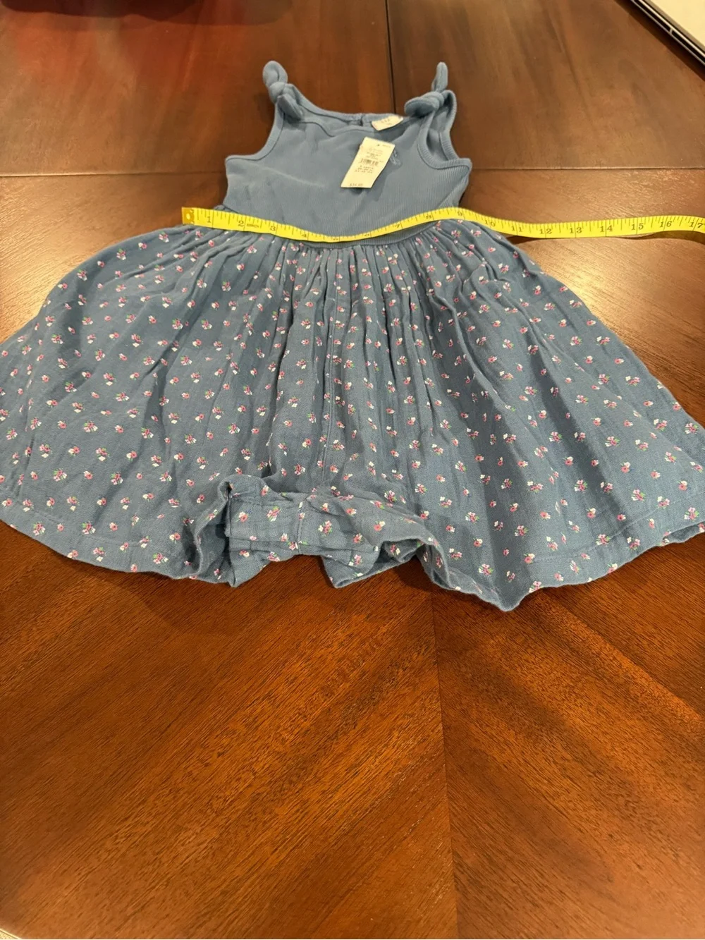 GAP Girls Dusty Blue Floral Knot-Shoulder Dress